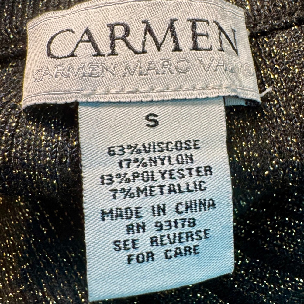Carmen Marc Valvo Knit Skirt Gold Metallic Ribbed Pencil Career Party‎ - Picture 4 of 5